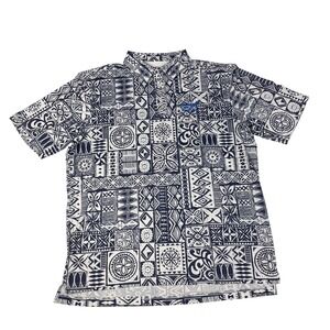Straight Down Performance Golf Polo XL Navy White Tribal Sentry Tournament Print